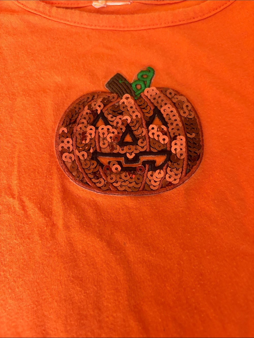 Orange Pumpkin Sequin Tee - Kids